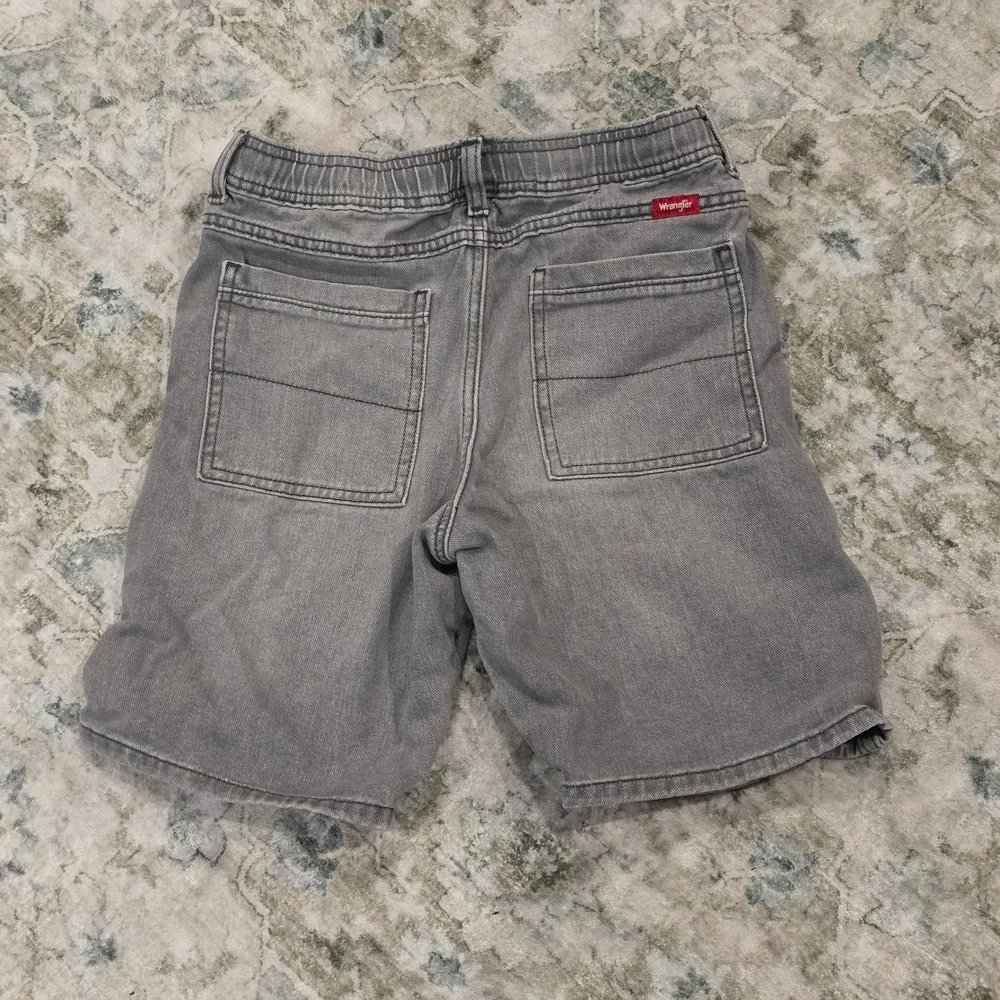 Wrangler Boys Gray Denim Shorts Elastic Waist Drawstring Size L 10/12